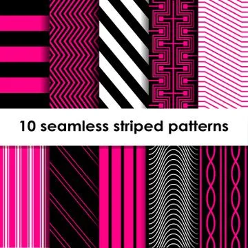 10 Seamless striped vector patterns Stock Illustration
