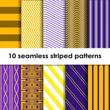 10 Seamless striped vector patterns 스톡 일러스트