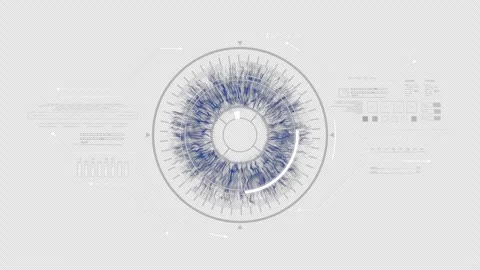 10 sec Appear HUD Eye. PNG Alpha.Eye Seamless digital technological HUD UI Stock Footage 247629798