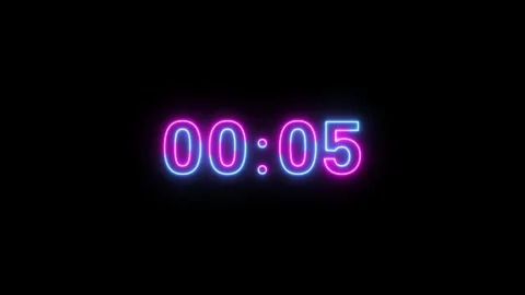 10 Sec Countdown Timer Animation Digital Stopwatch blue and purple neon light Stock Footage 308566882