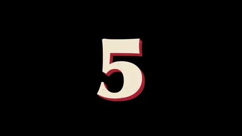 10-sec cream and red vintage print countdown on black background Stock Footage 334099952