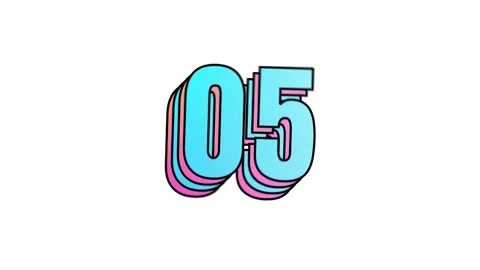 10 sec playful multi-layer countdown number in blue-pink gradient on white bg Stock Footage 322851077