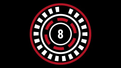 10-sec red and white gear-style countdown on black background Stock Footage 332790430