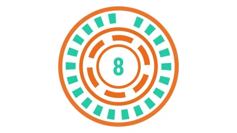 10-sec teal orange gear-style countdown on white background Stock Footage 332257541