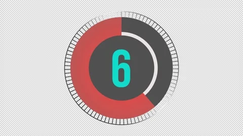 10 second alpha channel black &amp; red Countdown timer with transparent background Stock Footage 138603234