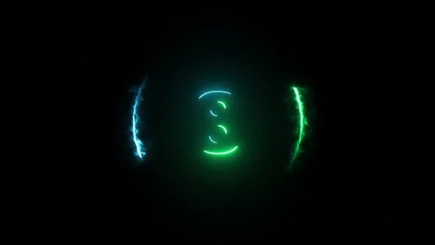 10 second countdown animation neon lights ransparent background Video stock 231280395