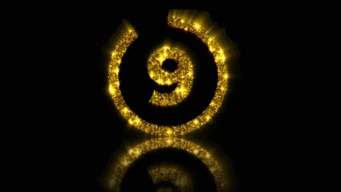 10 second countdown counter with gold and glitter colors with for 10 to 1 Stock Footage 222445028