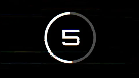 10 Second Countdown Glitch Circle Timer Animation Stock Footage 325019555