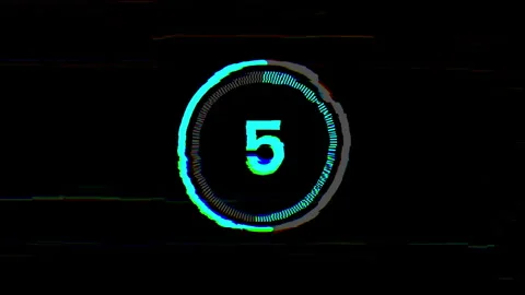 10 Second Countdown Glitch Neon Circle Timer Animation Stock Footage 325019576