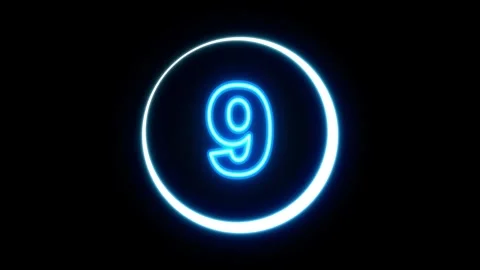 10 second countdown neon. Blue neon ten second countdown timer in glowing Stock Footage 340004115