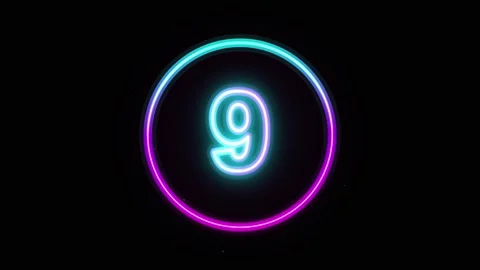 10 second countdown neon. countdown timer showing in circular frame Stock Footage 340004142