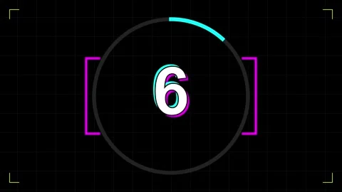 10 second countdown neon digital timer with cyan and magenta glowing elements Stock Footage 345629325