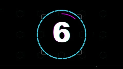 10 second countdown neon futuristic motion graphic featuring glowing white Stock Footage 345629090