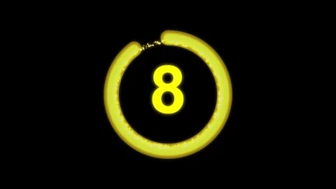 10 second Countdown Neon. Glowing yellow circular ten second countdown timer Stock Footage 340004213