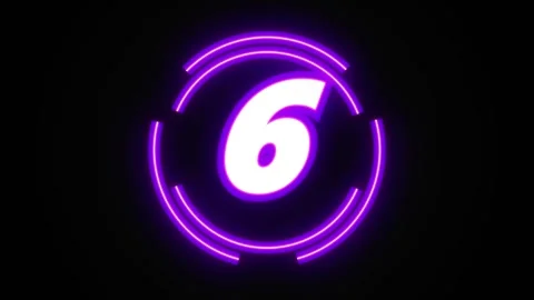 10 second countdown neon with glowing purple circular lights on black backg.. Stock Footage 345372594