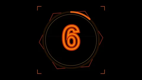 10 second countdown neon Orange Futuristic HUD Digital Timer Animation Stock Footage 345628876
