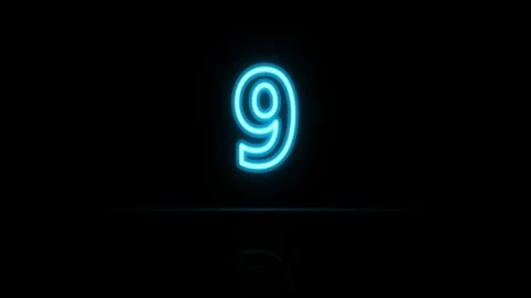 10 second countdown neon. ten second countdown number nine on black background Stock Footage 340004193