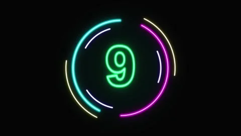 10 second countdown neon. ten second countdown timer with glowing Stock Footage 340004276
