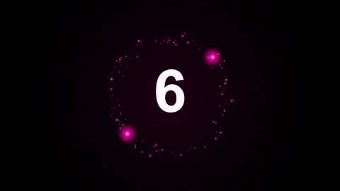 10 second countdown timer animation with glowing pink particles on black Stock Footage 347414648