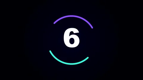 10 second countdown timer animation with glowing circle progress bar Stock Footage 347414658