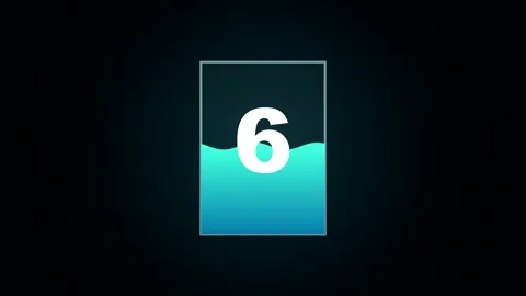 10 second countdown timer with decreasing water level in glass Stock-Footage 347414941