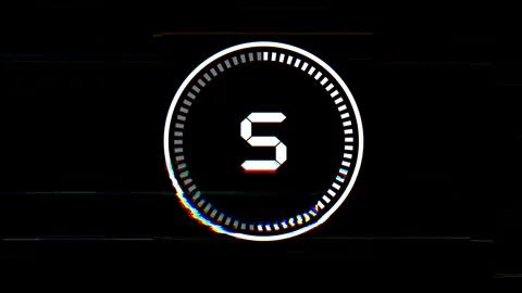 10 Second Digital Circle Countdown Glitch Animation Stock Footage 325019580