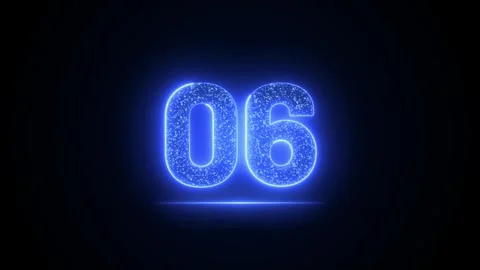 10 Second Glowing Blue Neon Countdown Animation with Sparkling Particles Stock Footage 345040405