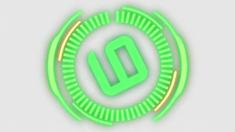 10-Second Green HUD Countdown with Tech Glow Alpha 4K Vídeos de archivo 333571685