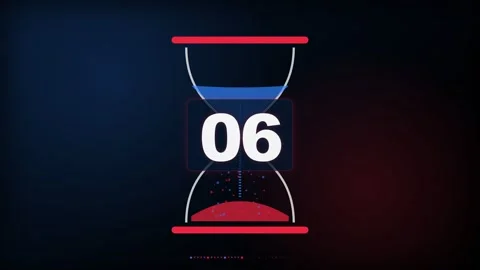 10-Second Hourglass Countdown Timer with Blue and Red Sand Stock Footage 340465076