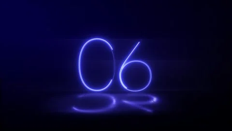10 Second Neon Blue Countdown Timer Animation with Glowing Reflection Effect Stock Footage 319059260