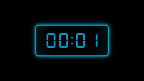10 Second Neon Blue Digital Countdown Timer, Bomb Self-Destruct Overlay on Black Stock Footage 339544892