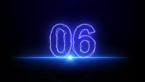 10 Second Neon Electric Countdown Animation with Glowing Blue Light Effect Vidéo 319059256