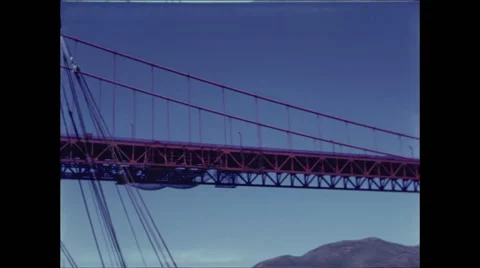 10 second pan of Golden Gate Bridge from Ship 1954 Stock Footage 48700552