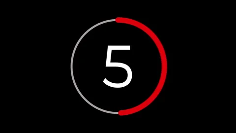 A 10 second timer animation with a moving red scale Video stock 304509206