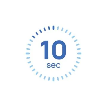 10 second timer clock. 10 sec stopwatch icon countdown time digital stop Stock Illustration