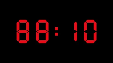 10 Second Timer countdown red text in black background Video stock 116465638