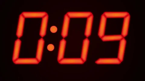 10 Second Timer countdown red text in black background Video stock 116465653