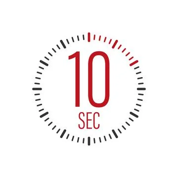 The 10 second, timer, stopwatch vector icon. 10 second Stopwatch icon in flat Stock Illustration
