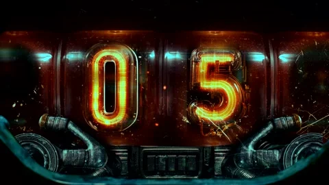 10 seconds countdown from 10 to 0 nixie clock led design Stock Footage 329869512