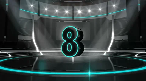 10 seconds countdown on black cyan background with green screen Stock Footage 64909377