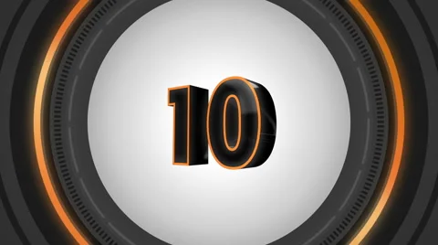 10 seconds countdown surrounded by black round frame Stock Footage 64909789