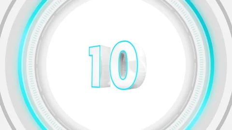 10 seconds countdown surrounded by white round frame Stock Footage 64909839