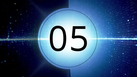 10 seconds countdown time clock ond digital blue background Stock Footage 341433549