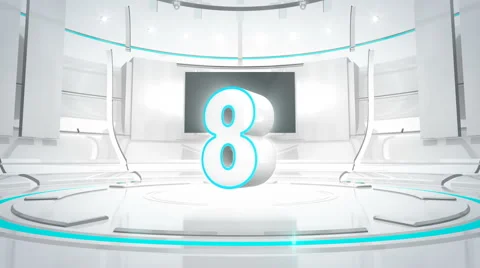 10 seconds countdown on white cyan background with green screen Stock Footage 64909688