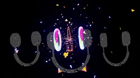 10 seconds disco cat ear triple headphones animation visualizer Stock Footage 317699954