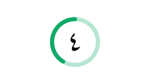10 seconds green circle Arabic character countdown timer on white background Stock Footage 252094143