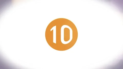 10 seconds HD countdown of white digits ticking on orange disc 스톡 동영상 94073972