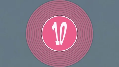 10 seconds HD fun timer of slim white digits on increasing rose discs Stock Footage 94088497