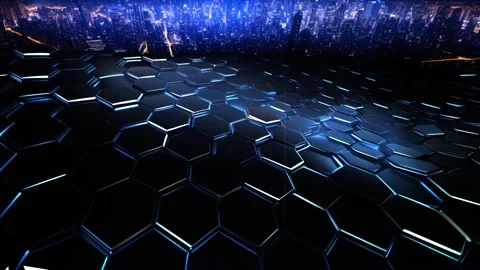 10 seconds hexagon city background world map news transition Stock Footage 281395433