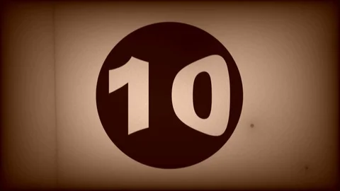 10 seconds old cinematic countdown of bold tan digits on big black circle Stock Footage 94076178